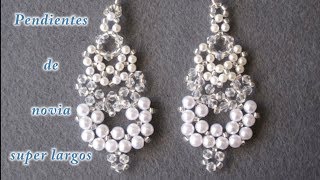 DIY Pendientes de novia super largos  Super long wedding earrings [upl. by Llereg]