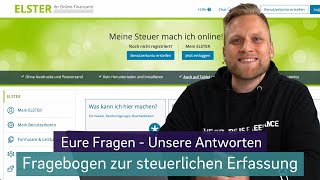 Elster online QampA Fragebogen zur steuerlichen Erfassung steuerfrage [upl. by Parnas]