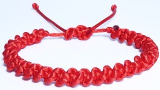 Como hacer pulseras de hilo con cola de ratón roja tejidas de nudos de macrame faciles Pulsera roja [upl. by Weinert]