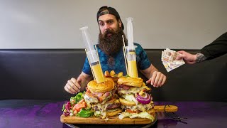 YOU WIN £100 CASH IF YOU FINISH THIS BURGER CHALLENGE QUICK ENOUGH  BeardMeatsFood [upl. by Eirrol]