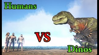 HUMANS vs DINOSAURS Punchfights with humans in ARK  Cantex [upl. by Mlohsihc]