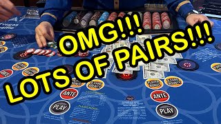 3 CARD POKER in LAS VEGAS LOTS OF PAIRS [upl. by Alyhc]