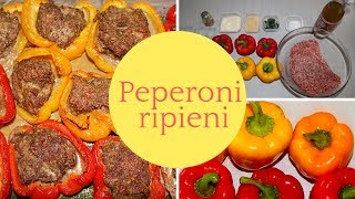 PEPERONI RIPIENI DI CARNE AL FORNO  ricetta facilissima [upl. by Ecidnacal]