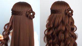 Easy And Unique Hairstyle For Wedding And Prom  Waterfall Braid Half Up Half Down [upl. by Camm]