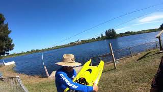 RC Boat Cat Stock 26 cc Zenoah Melbourne race heat 97 [upl. by Ahnavas]