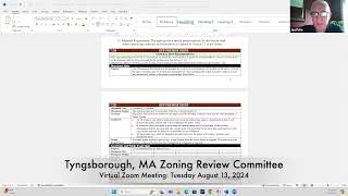 Tyngsborough Zoning Review Committee Meeting of 8132024 [upl. by Lerat]