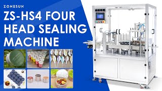 ZONESUN ZSHS4 Automatic Precut Lid Cup Sealer 4 Head Sealing Machine [upl. by Eleanora]