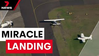 A light planes heart stopping crash landing  7 News Australia [upl. by Canotas]