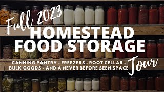 Tour Our ‘23 Homestead Food Storage Root Cellar  Canning Pantry  Freezer Organization  Bulk Good [upl. by Eipper]