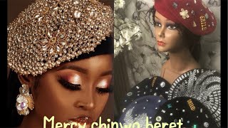 DIY EMBELLISHED BERET  mercy chinwo beret  how to embellish a beret with beads pearl😍 [upl. by Aryamoy]