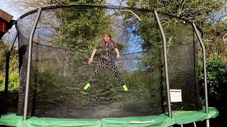 ❤️ GYMNAST KARINA DOES GYMNASTICS TUMBLING tricks full twist ON HER TRAMPOLINE FROM MADFUN JUMPKING [upl. by Ahseret91]