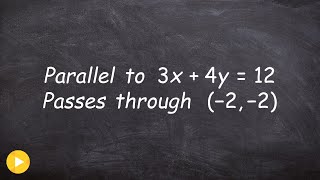 Write the equation of a parallel line using point slope form [upl. by Ainex]