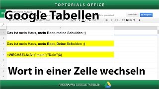 Wort  Text innerhalb der Zelle wechseln  austauschen Google Tabellen  Spreadsheets [upl. by Harewood570]