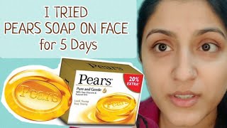 I TRIED PEARS SOAP on my FACE for 5 days  Pears Soap Review  FACE and BODY Soap [upl. by Marchak592]