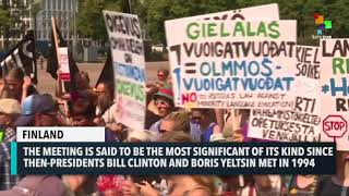 Helsinki Protests Ahead Of TrumpPutin Summit [upl. by Enrev]