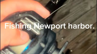 Using bait with a bait caster in Newport harbor [upl. by Ramej]