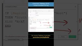 Tableau Error  Unterminated String calculations tableautips tableaututorial tableaudesktop [upl. by Akvir7]