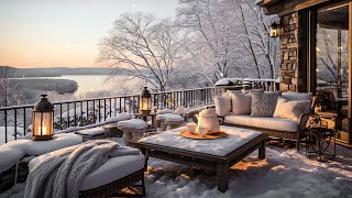 Outdoor Coffee Shop Ambience With Gentle Falling Snow 🌨 Relaxing Winter Atmosphere For Work Study [upl. by Druce]