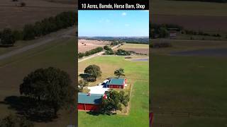 10 Acres Barndominium Horse Barn Shop Arial Tour shorts dallashomesforsale acreage [upl. by Pittman945]