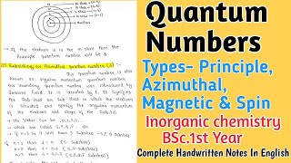 Quantum Numbers  Types Principle Azimuthal Magnetic amp Spin Quantum Numbers bscnotes [upl. by Kean]