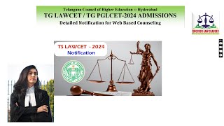 Detailed Notification for Web Based Counseling TG LAWCET and TG PGLCET2024 ADMISSIONS [upl. by Nivlem665]