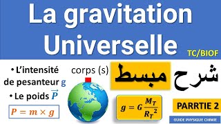 la gravitation universelle le Poids et lintensité de pesanteur g Cours Tronc Commun  Partie 2 شرح [upl. by Wilburn519]