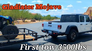 Jeep Gladiator Mojave towing test with atvs and trailer 3500lbs with mpg results [upl. by Ladnik672]