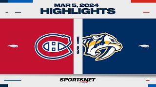 NHL Highlights  Canadiens vs Predators  March 5 2024 [upl. by Hall582]