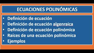 ECUACIONES POLINÓMICAS 1 [upl. by Adnaluy131]