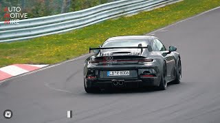 2021 PORSCHE 992 GT3 SPIED TESTING AT THE NÜRBURGRING [upl. by Assenov149]