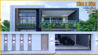 Modern House  House Design 2 Storey  12m x 15m with 5 Bedrooms [upl. by Alaik]