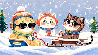 Happy Cat Lofi ❄️ 1Hour Snowy Sledding Cafe 🍓 Cute amp Cozy Winter Vibes 🎶 Make Your Day Warmer [upl. by Eyllom]