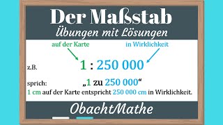 Der Maßstab Übungen mit Lösungen  Maßstab berechnen  ObachtMathe [upl. by Funk]