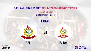 APF vs Police  FINAL 34th National Mens Volleyball 2080  एपीएफ विरुद्ध पुलिस [upl. by Harbard]