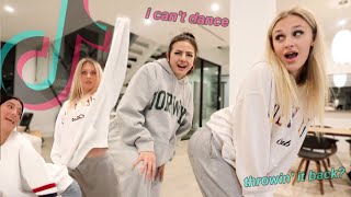 trying to learn viral TikTok dances i cant throw it back ft Madi Seb Charli amp Christopher [upl. by Gerianna]