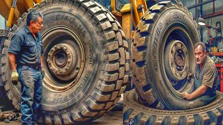 Excavator Tyre Changing Process By expert Mechanic How To Change Front Tyre [upl. by Jada]