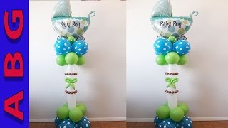 Easy Baby Shower idea Its a boy Balloon carriage No helium No stand decoration tutorial [upl. by Atisusej]