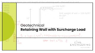 GeotechRetaining Wall with Surcharge Load [upl. by Hobey714]