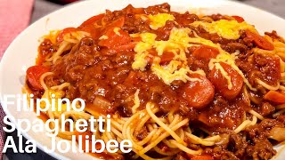 Filipino Spaghetti Ala JollibeeHow to make Filipino Style Spaghetti RecipeGet Cookin [upl. by Aserahs274]