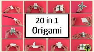 20 in 1 Origami 20 Origami models from one paper  Tutorial from Paper Folds [upl. by Cocke]