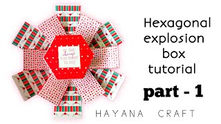 Hexagon explosion box tutorial  explosion box for beginners  exploding box  Valentine day card [upl. by Nuahsak]