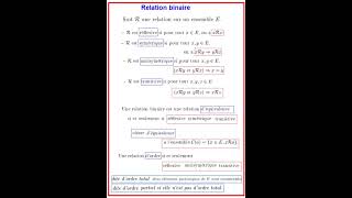 l1 algèbre relation binaire déquivalence et relation dordre [upl. by Ynatterb]