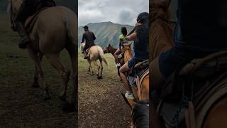 Greeted by this stunning view at the end of our horseriding trip 🏇🇰🇬 adventure horseriding [upl. by Sherurd]