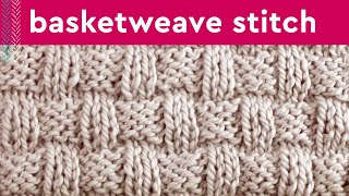 Basketweave Stitch Knitting Pattern for Beginners [upl. by Kcirnek]