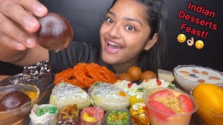 INDIAN DESSERTS EATING 🤤 GULAB JAMUN RASGULLA MALAI SANDWICH RASMALAI  FOOD EATING VIDEOS [upl. by Auhsuoj]