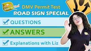 DMV Permit Test Prep with Liz  Road Sign Tutorial  Test Prep Questions and Answers Full Version [upl. by Nekal]