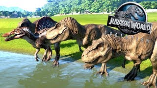 100 DINOSAURIOS BATTLE ROYALE SPINOSAURUS CONTRA REX JURASSIC WORLD EVOLUTION [upl. by Avner274]