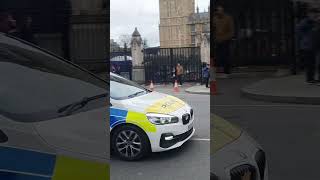 Police Car Convoy Responding Past Westminster During Protests [upl. by Ynattirb]