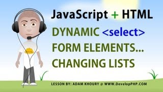 Javascript Form Select Change Options Tutorial Dynamic List Elements HTML5 [upl. by Swetiana]