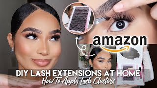 Calailis DIY Lash Extensions AT HOME  AMAZON INDIVIDUAL LASH CLUSTERS KIT TUTORIAL [upl. by Ravahs]